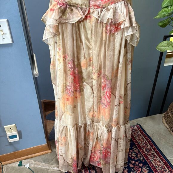 ASOS Curve Floral Patchwork Off‑Shoulder Cut‑Out Tiered Ruffle Midi Dress XL - Picture 9 of 9